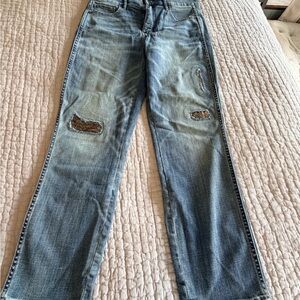 White House Black Market Embellished High Rise Straight Jeans- 10R